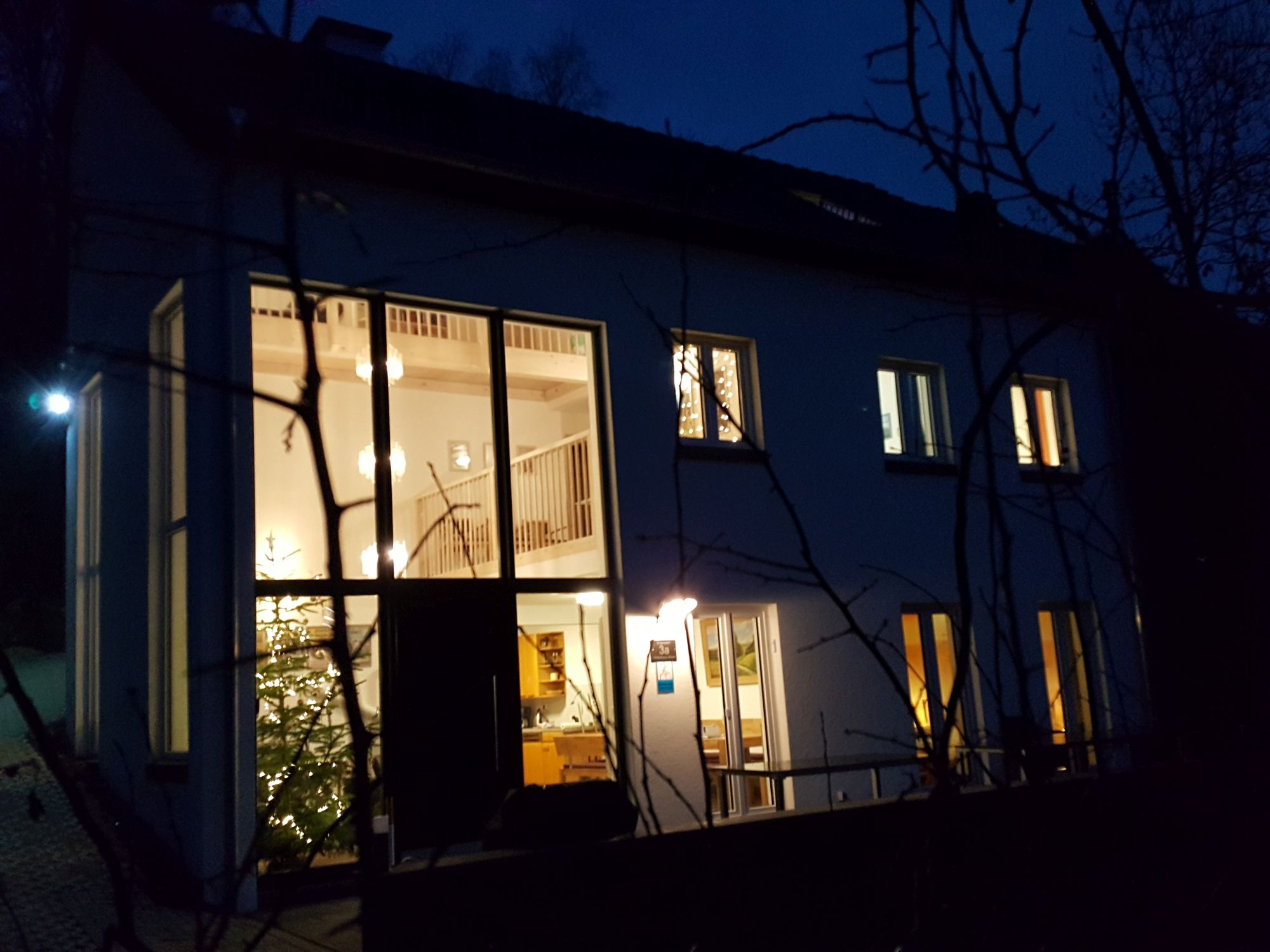 Ferienhaus Eifel-Atrium mit Weihnachtsbaum