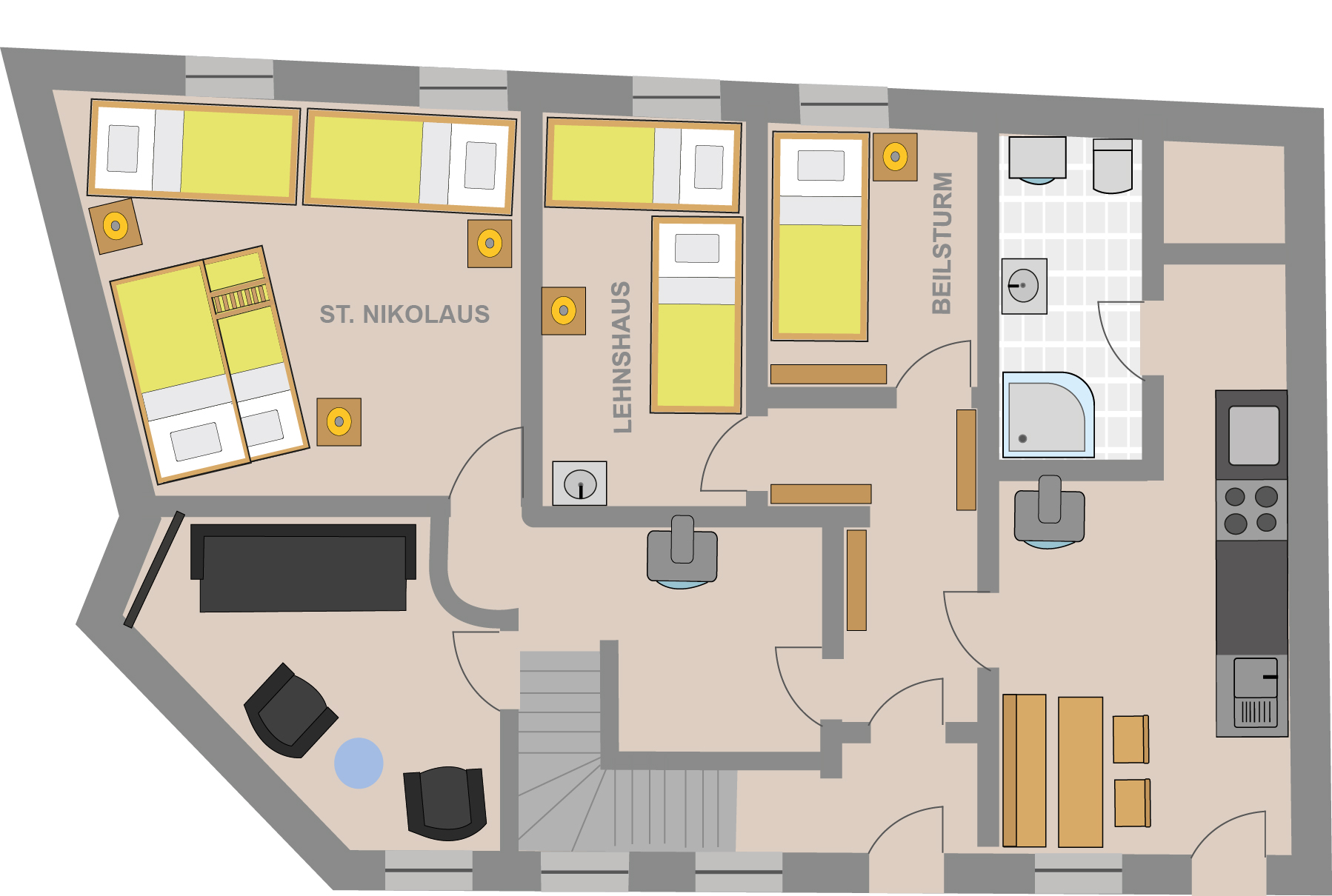  Grundriss Ferienwohnung Glöckchen im Ferienhaus "Zum Burgfried"