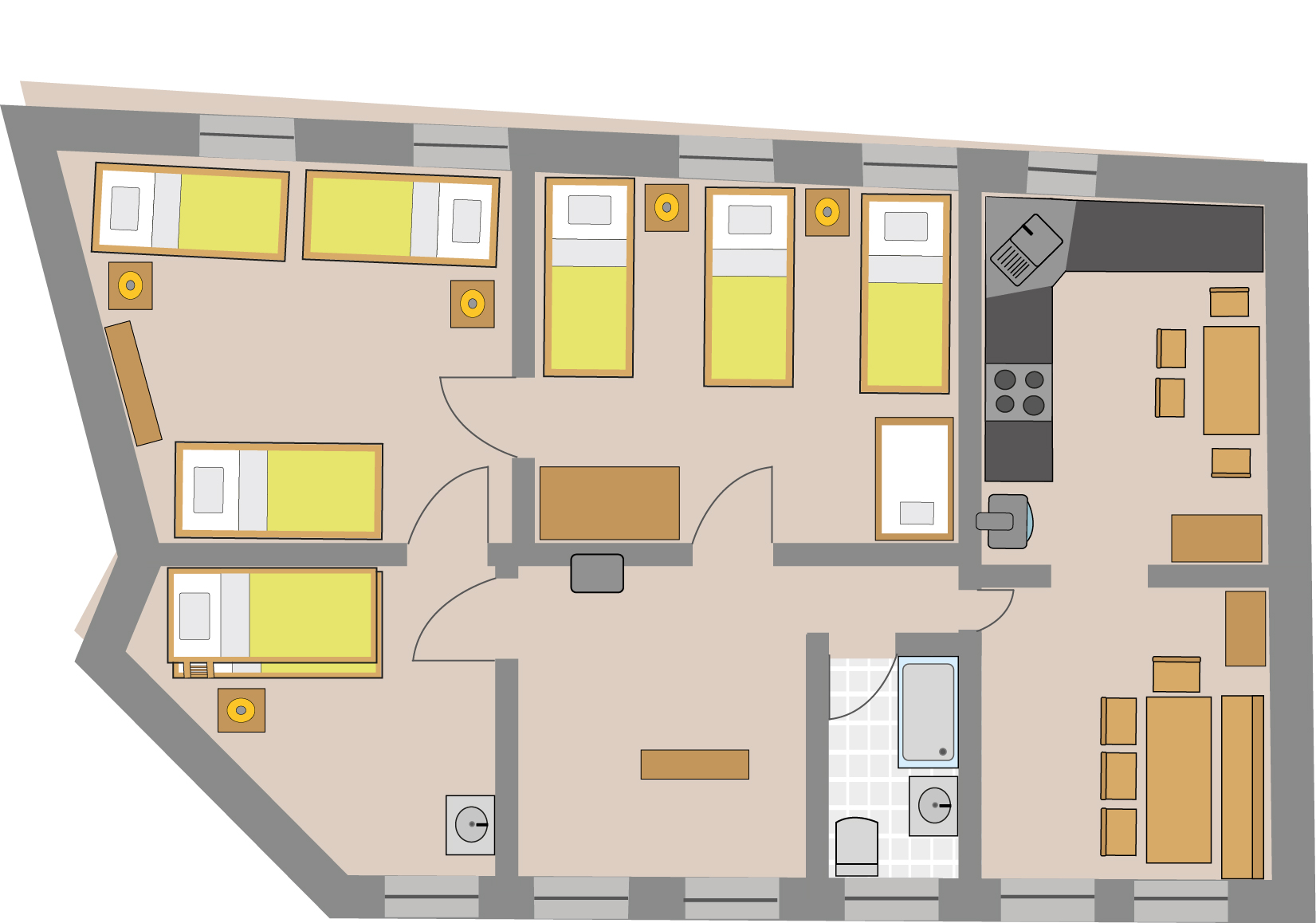Grundriss Ferienwohnung Beilsturm  im Ferienhaus "Zum Burgfried"1 OG