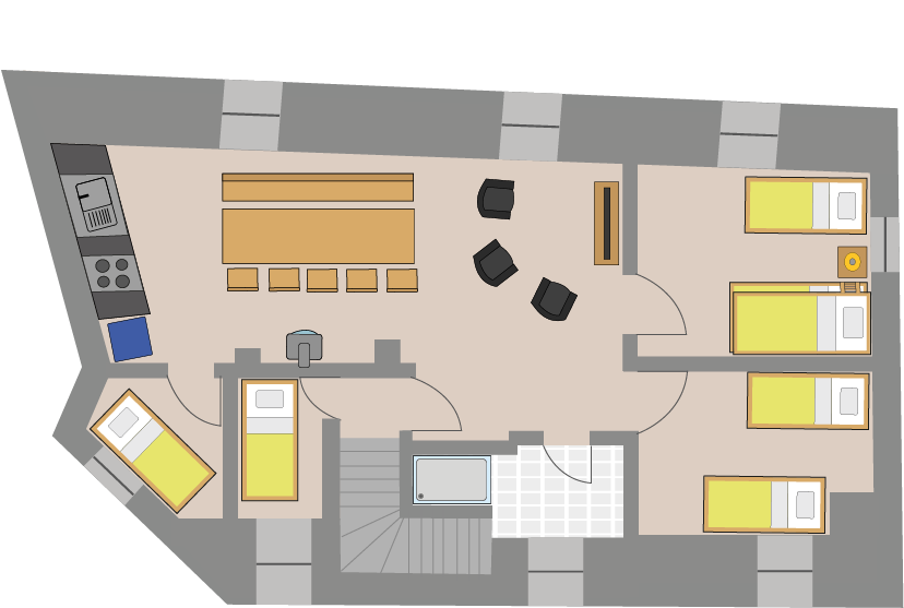 Grundriss Ferienwohnung Beilsturm  im Ferienhaus "Zum Burgfried" DG