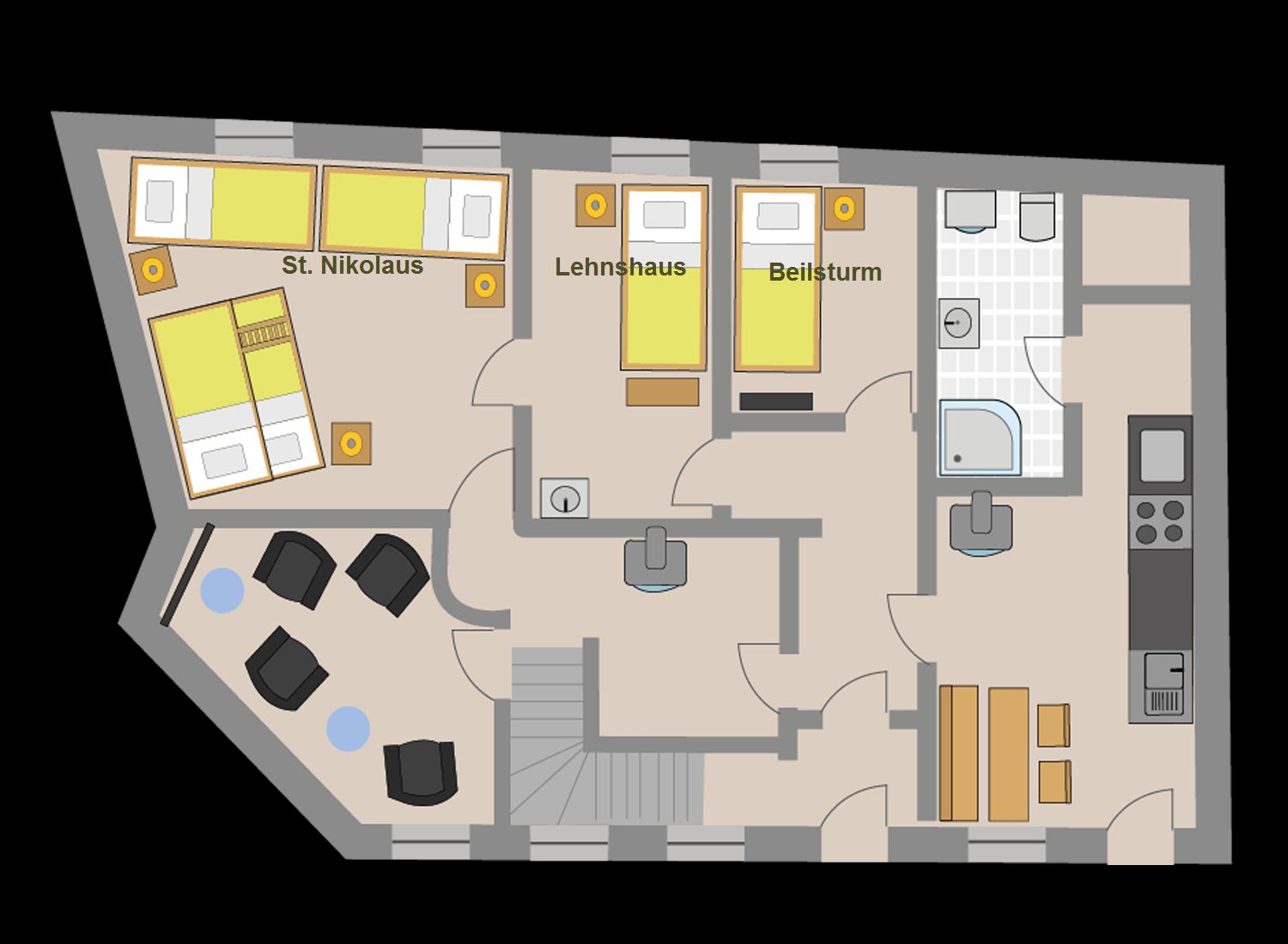  Grundriss Ferienwohnung Glöckchen im Ferienhaus "Zum Burgfried"